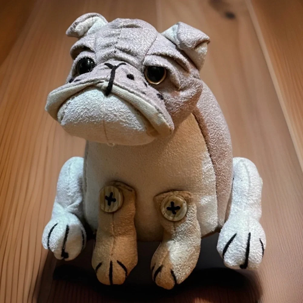 Bulldog “Brutus” By DORA DESIGNS England Plush Suede Puppy Rare 4.5”